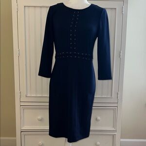 Neiman Marcus Midnight Blue 3/4 Sleeve Dress